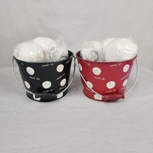 2 Indoor Snowball Fight  Balls Buckets Hallmark Red Black 6 Soft Snowballs Each